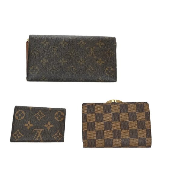 LOUIS VUITTON 3 Set Trifold Wallet Monogram Damier Ebene Leather Brown 60EE788 - Picture 2 of 14
